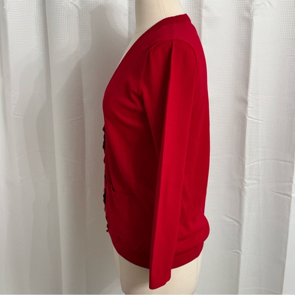 Kasper Women's Long Sleeve, Front Button, V-Neckline Cardigan, Red, Size M - Picture 5 of 7